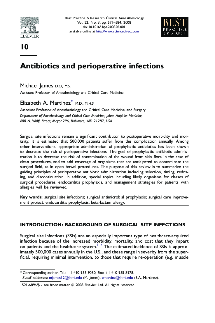 Antibiotics and perioperative infections