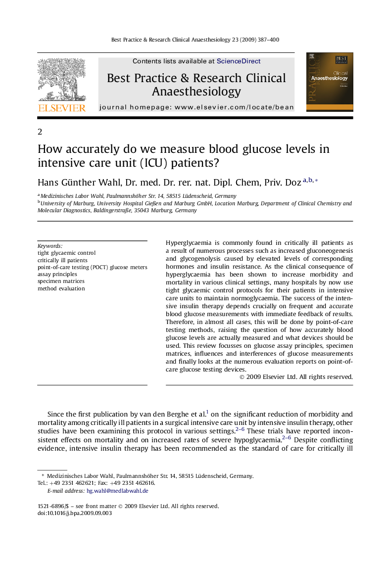 How accurately do we measure blood glucose levels in intensive care unit (ICU) patients?