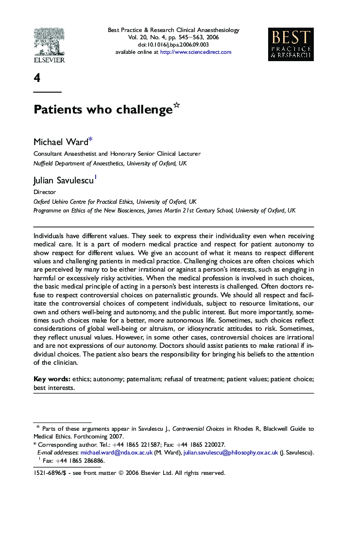 Patients who challenge 