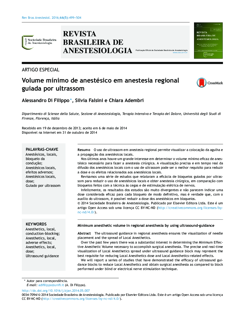 Volume mínimo de anestésico em anestesia regional guiada por ultrassom