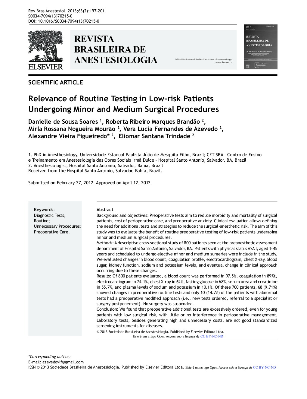 Relevance of Routine Testing in Low-risk Patients Undergoing Minor and Medium Surgical Procedures