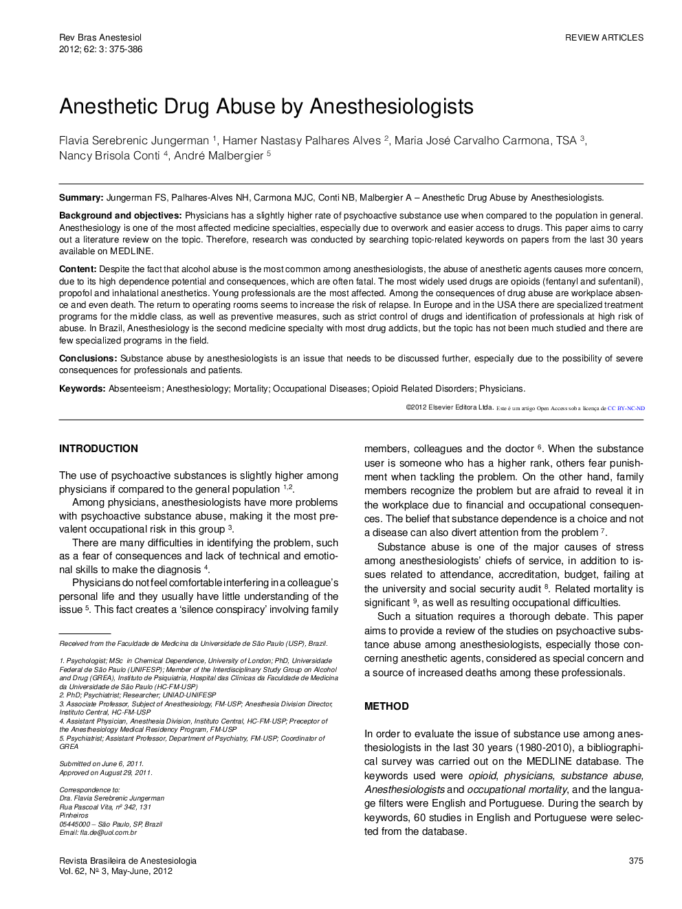 عکس صفحه اول مقاله: Anesthetic Drug Abuse by Anesthesiologists Anesthetic Drug Abuse by Anesthesiologists