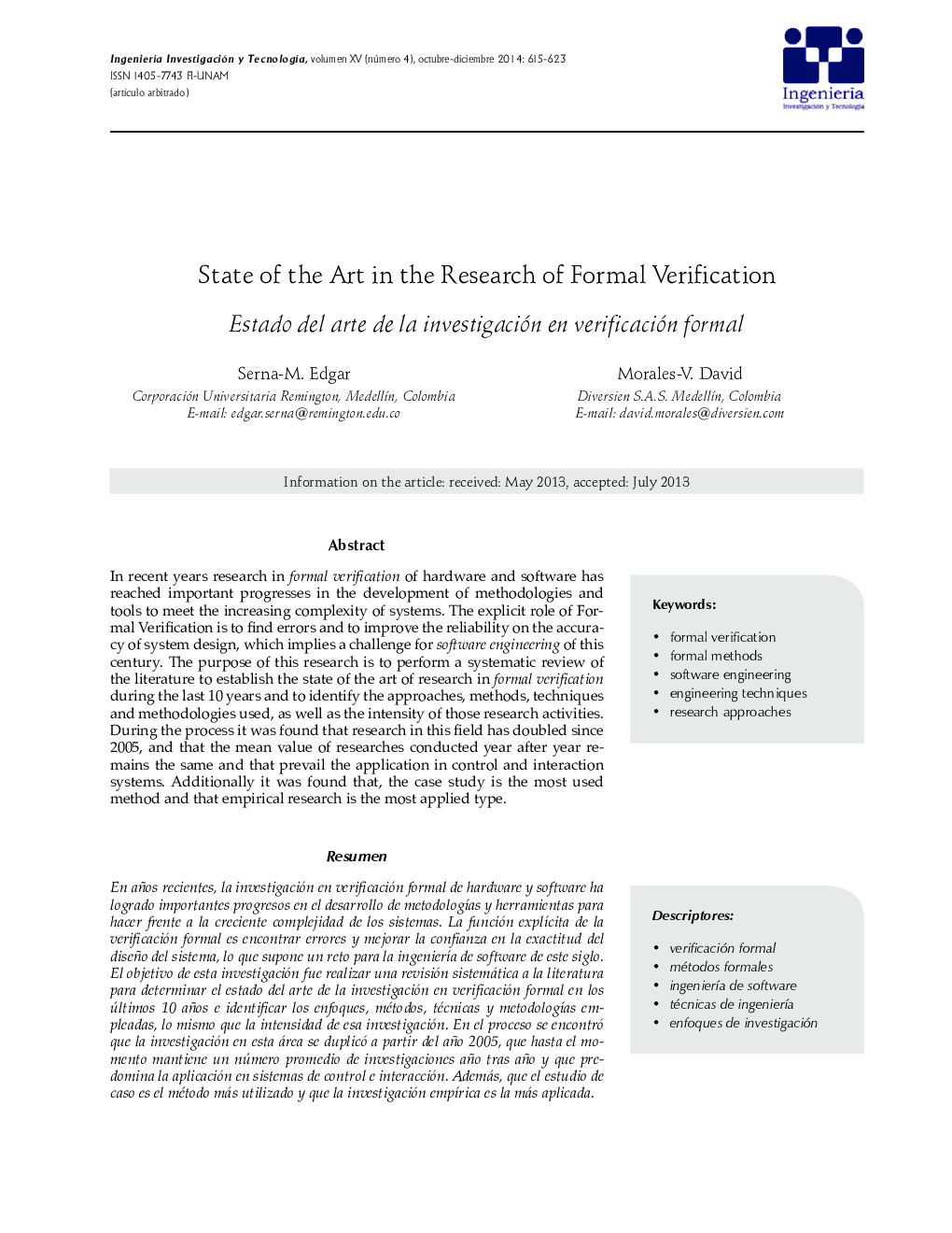 State of the Art in the Research of Formal Verification