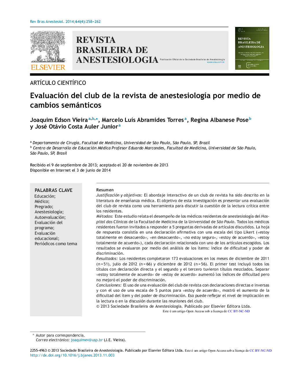 Evaluación del club de la revista de anestesiología por medio de cambios semánticos