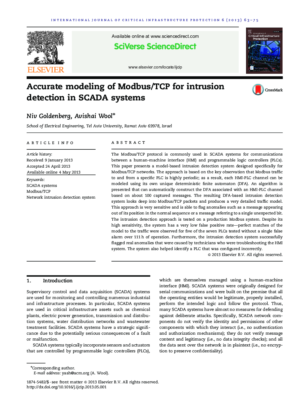 Accurate modeling of Modbus/TCP for intrusion detection in SCADA systems