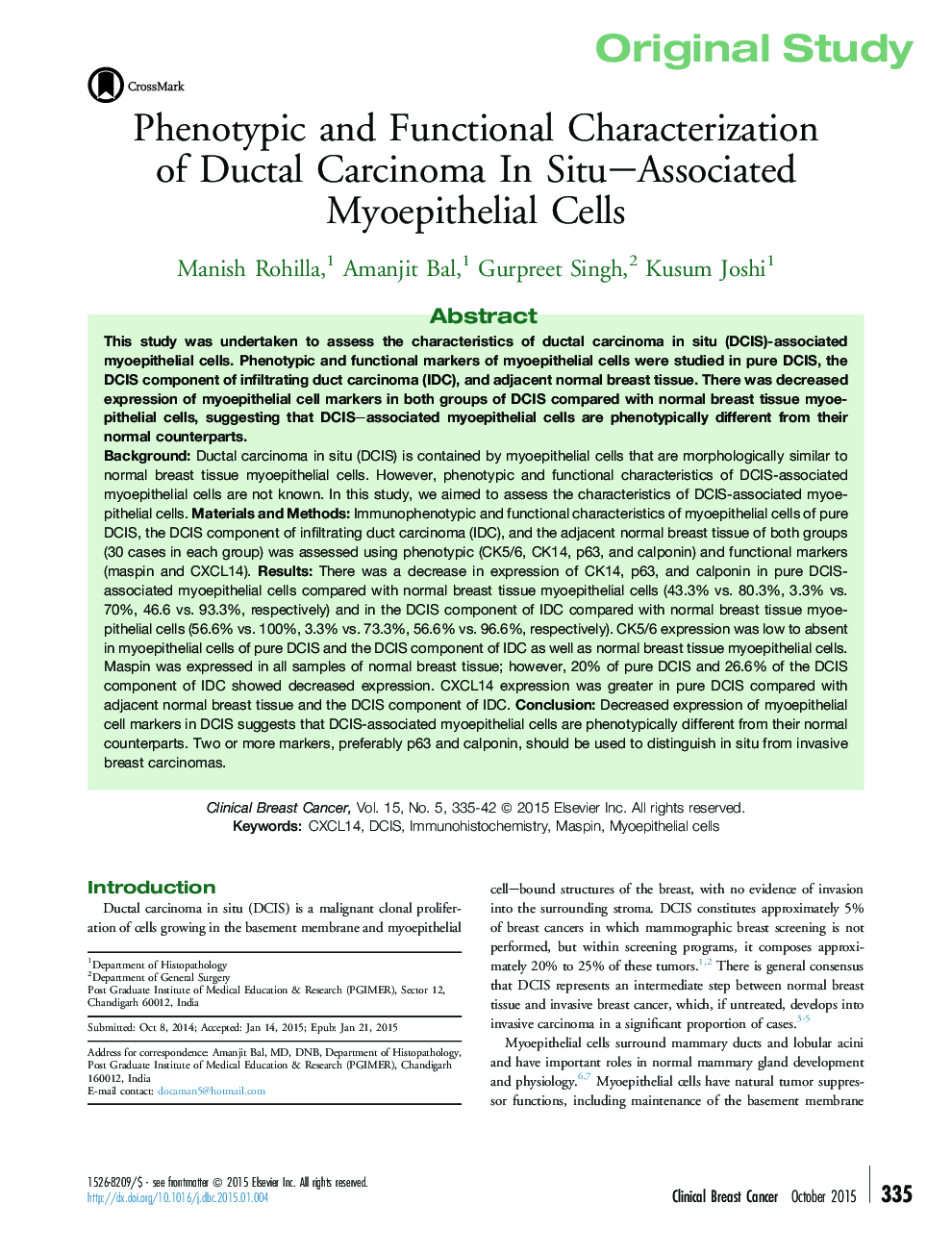خصوصیات فنوتیپی و کارکردی کارسینوم دکتال در سلول های میوپی تلیال مرتبط با سیتا 