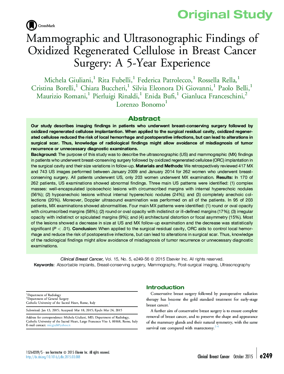یافته های ماموگرافی و التراسونوگرافی سلولز بازسازی اکسید شده در جراحی سرطان پستان: یک تجربه 5 ساله 