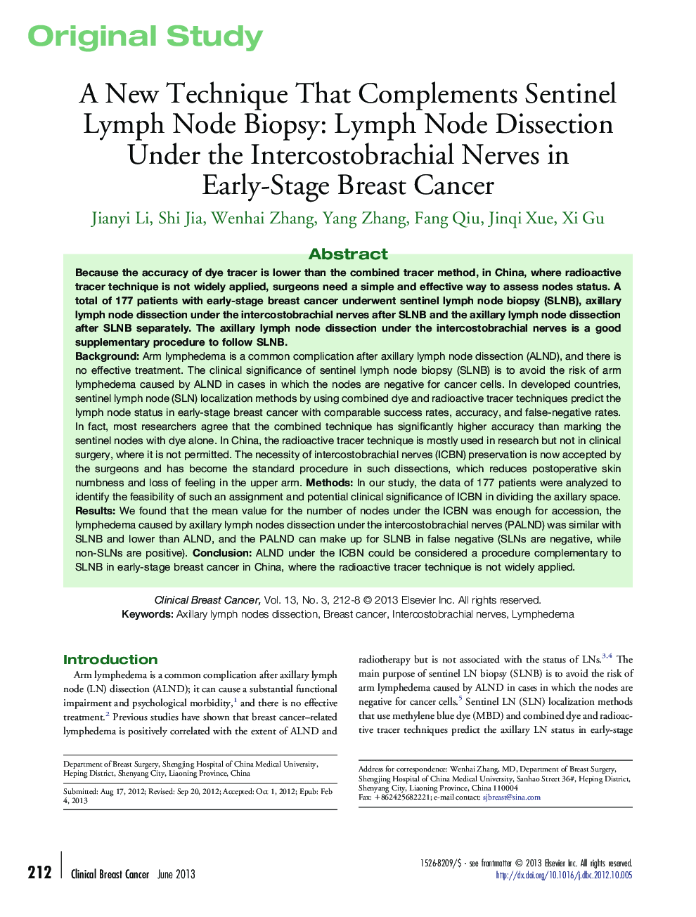 عکس صفحه اول مقاله: A New Technique That Complements Sentinel Lymph Node Biopsy: Lymph Node Dissection Under the Intercostobrachial Nerves in Early-Stage Breast Cancer A New Technique That Complements Sentinel Lymph Node Biopsy: Lymph Node Dissection Under the Intercostobrachial Nerves in Early-Stage Breast Cancer