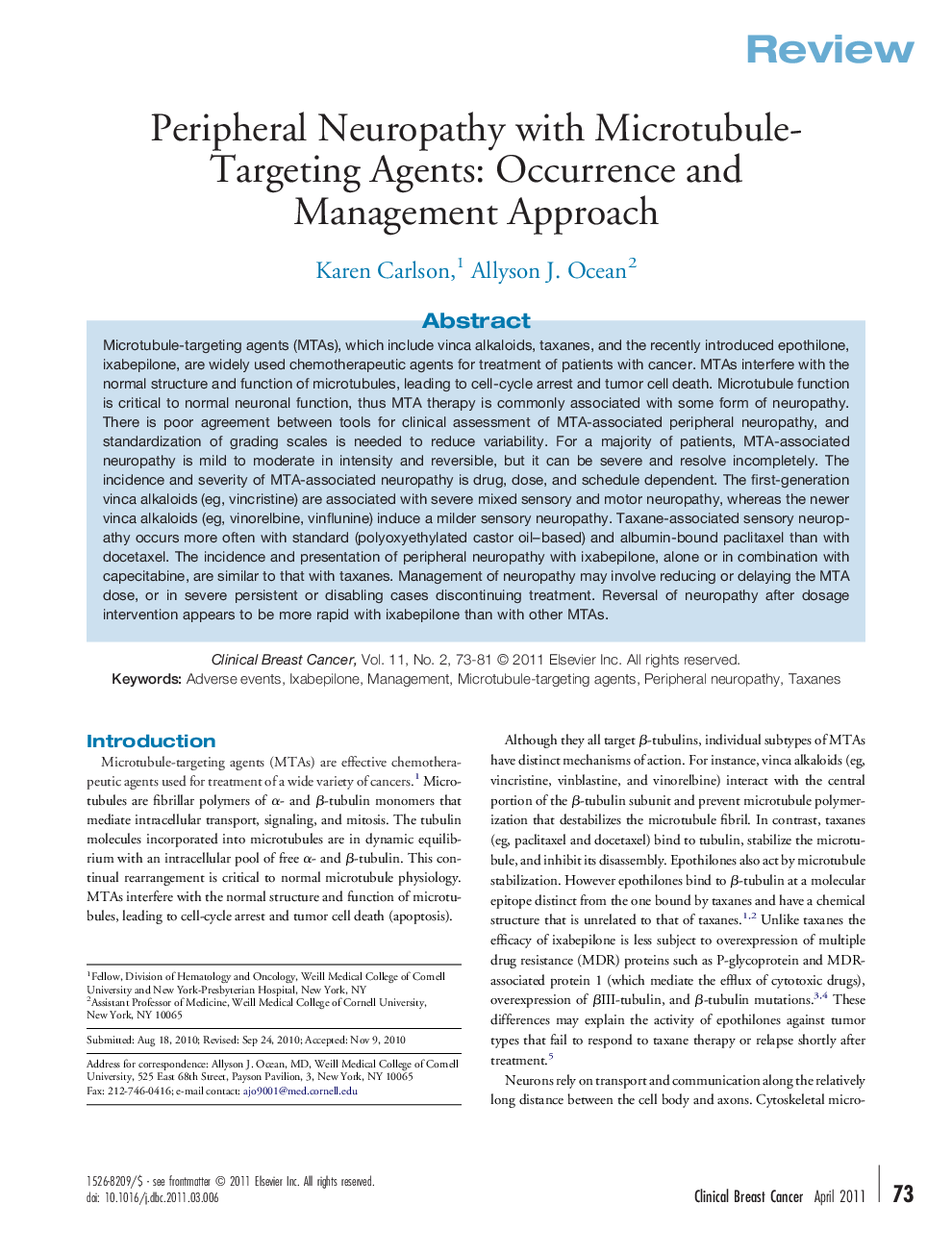 Peripheral Neuropathy with Microtubule-Targeting Agents: Occurrence and Management Approach