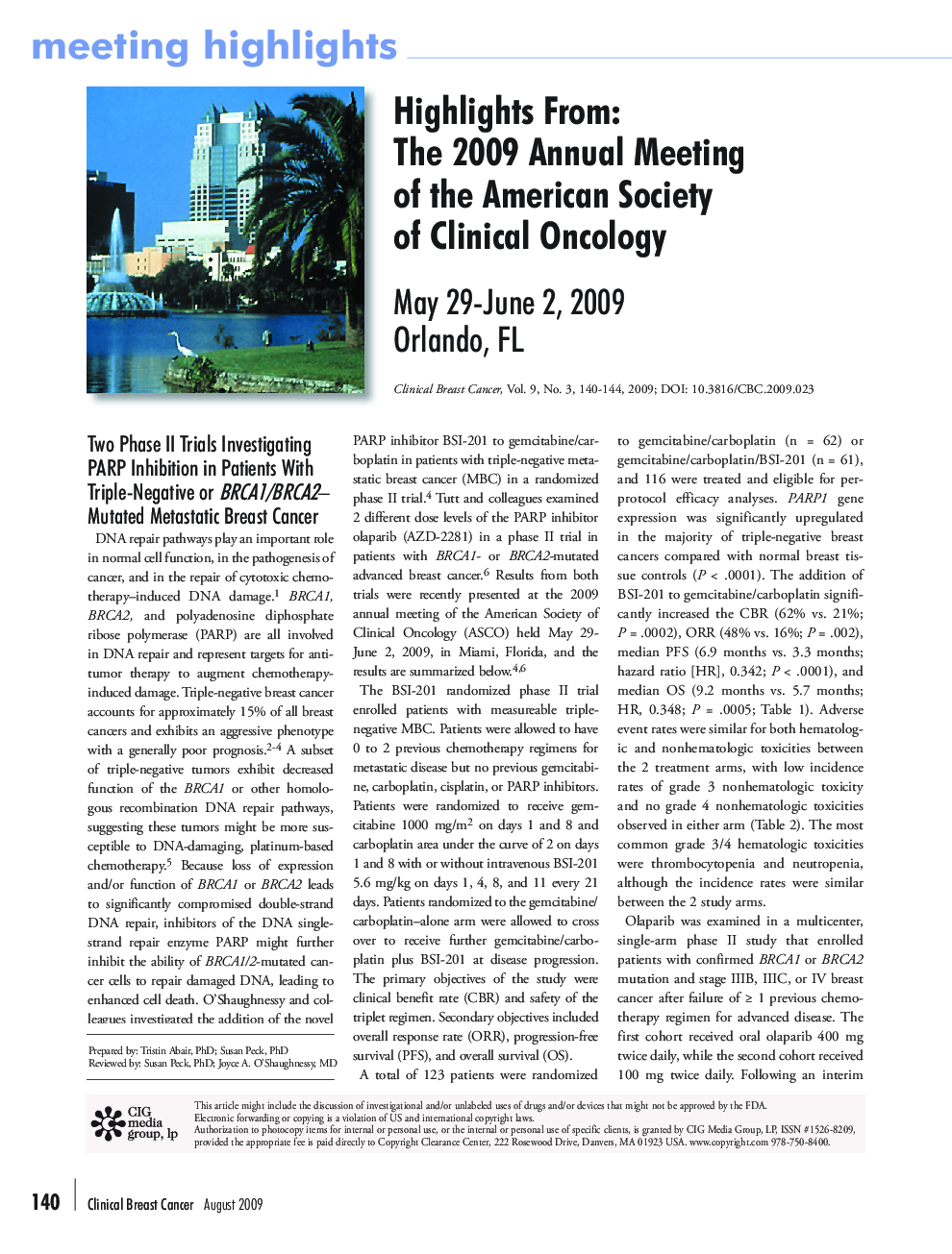 Highlights From: The 2009 Annual Meeting of the American Society of Clinical Oncology