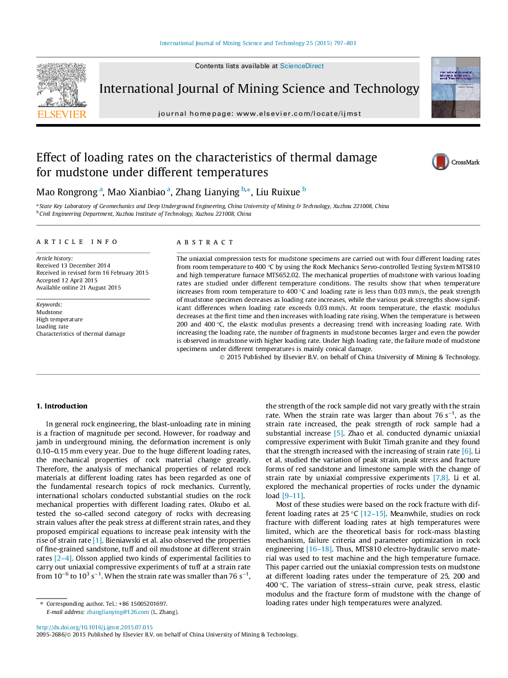 Effect of loading rates on the characteristics of thermal damage for mudstone under different temperatures