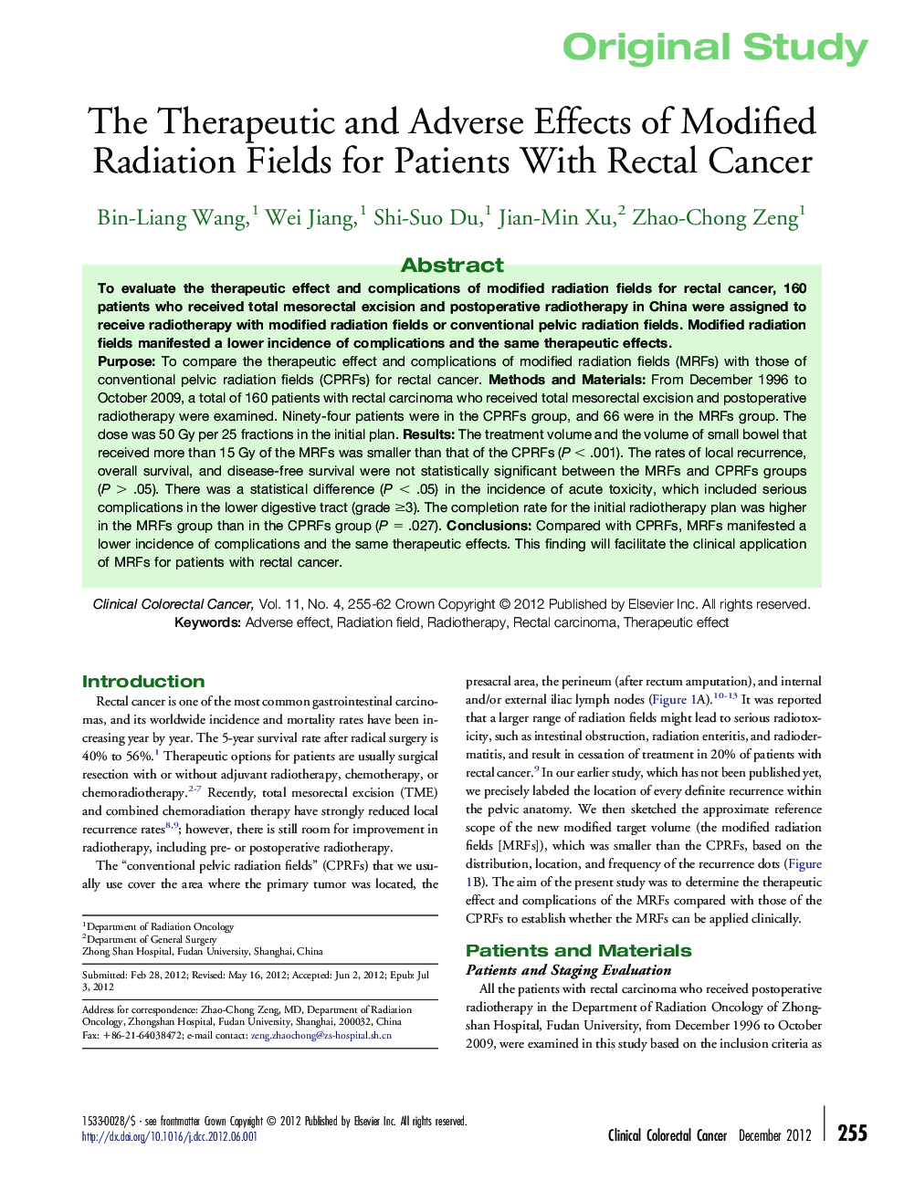 The Therapeutic and Adverse Effects of Modified Radiation Fields for Patients With Rectal Cancer