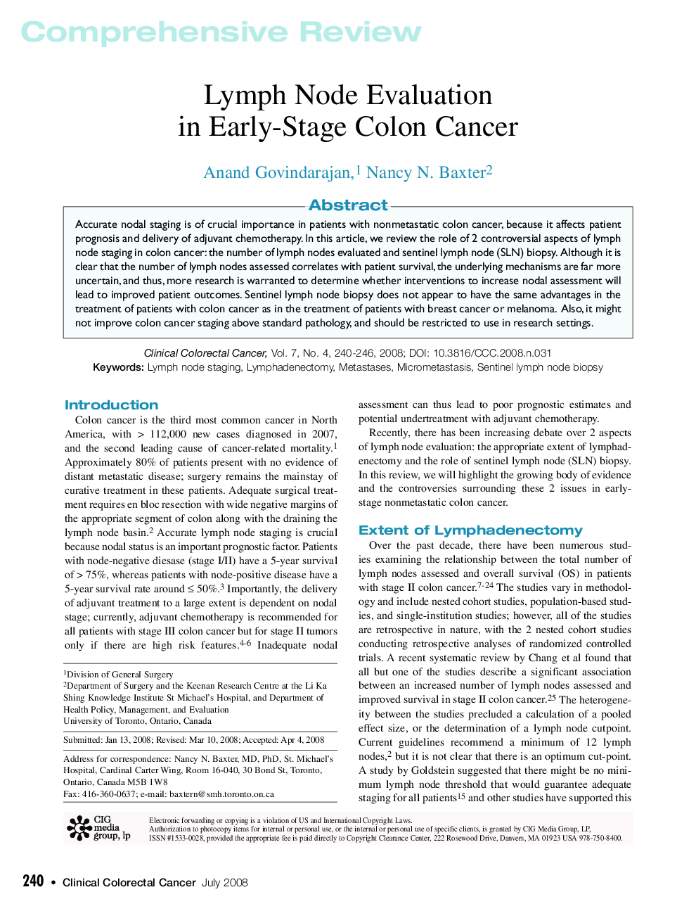عکس صفحه اول مقاله: Lymph Node Evaluation in Early-Stage Colon Cancer Lymph Node Evaluation in Early-Stage Colon Cancer