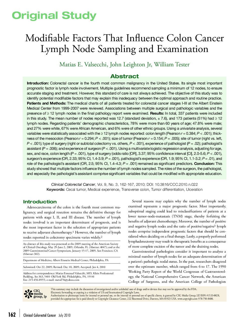 Modifiable Factors That Influence Colon Cancer Lymph Node Sampling and Examination 