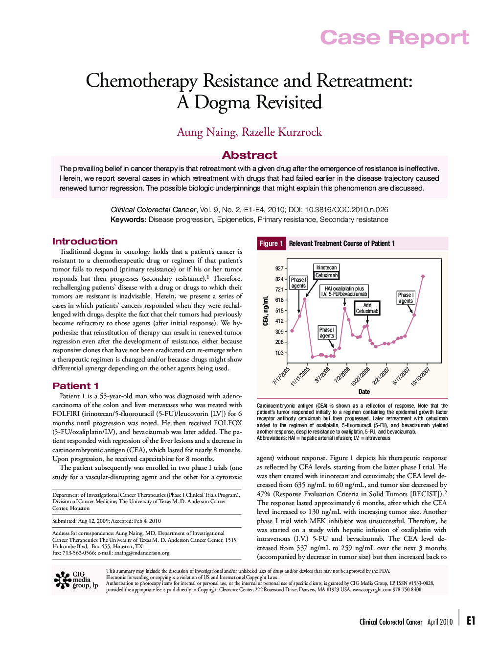 Chemotherapy Resistance and Retreatment: A Dogma Revisited