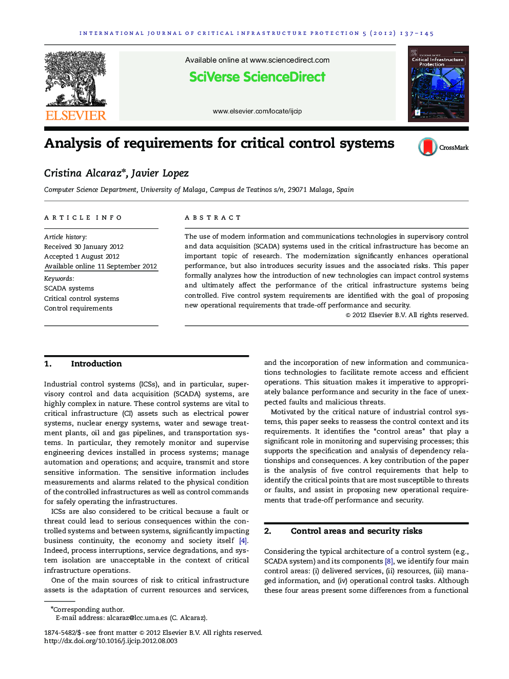 Analysis of requirements for critical control systems