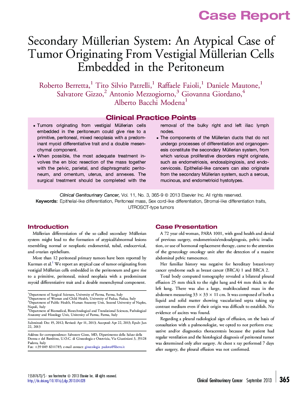 عکس صفحه اول مقاله: Secondary Müllerian System: An Atypical Case of Tumor Originating From Vestigial Müllerian Cells Embedded in the Peritoneum Secondary Müllerian System: An Atypical Case of Tumor Originating From Vestigial Müllerian Cells Embedded in the Peritoneum