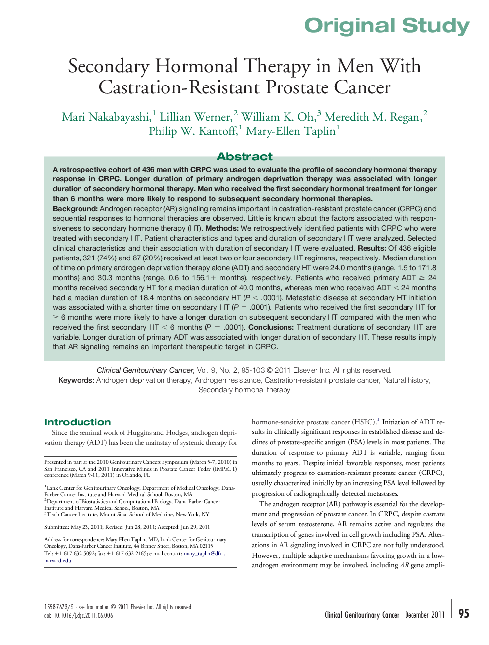 Secondary Hormonal Therapy in Men With Castration-Resistant Prostate Cancer