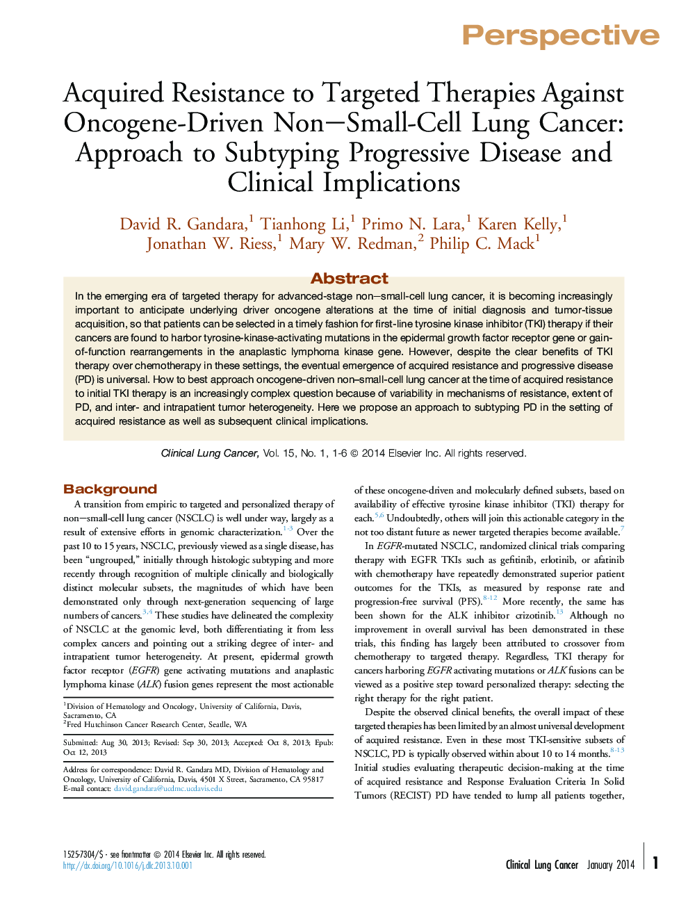 عکس صفحه اول مقاله: Acquired Resistance to Targeted Therapies Against Oncogene-Driven Non–Small-Cell Lung Cancer: Approach to Subtyping Progressive Disease and Clinical Implications Acquired Resistance to Targeted Therapies Against Oncogene-Driven Non–Small-Cell Lung Cancer: Approach to Subtyping Progressive Disease and Clinical Implications