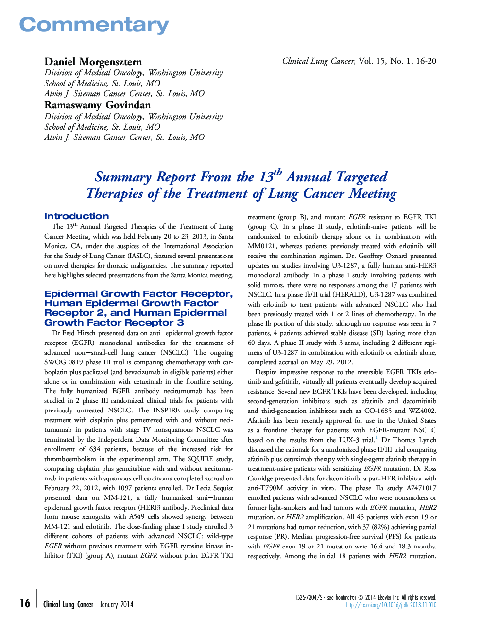 عکس صفحه اول مقاله: Summary Report From the 13th Annual Targeted Therapies of the Treatment of Lung Cancer Meeting Summary Report From the 13th Annual Targeted Therapies of the Treatment of Lung Cancer Meeting