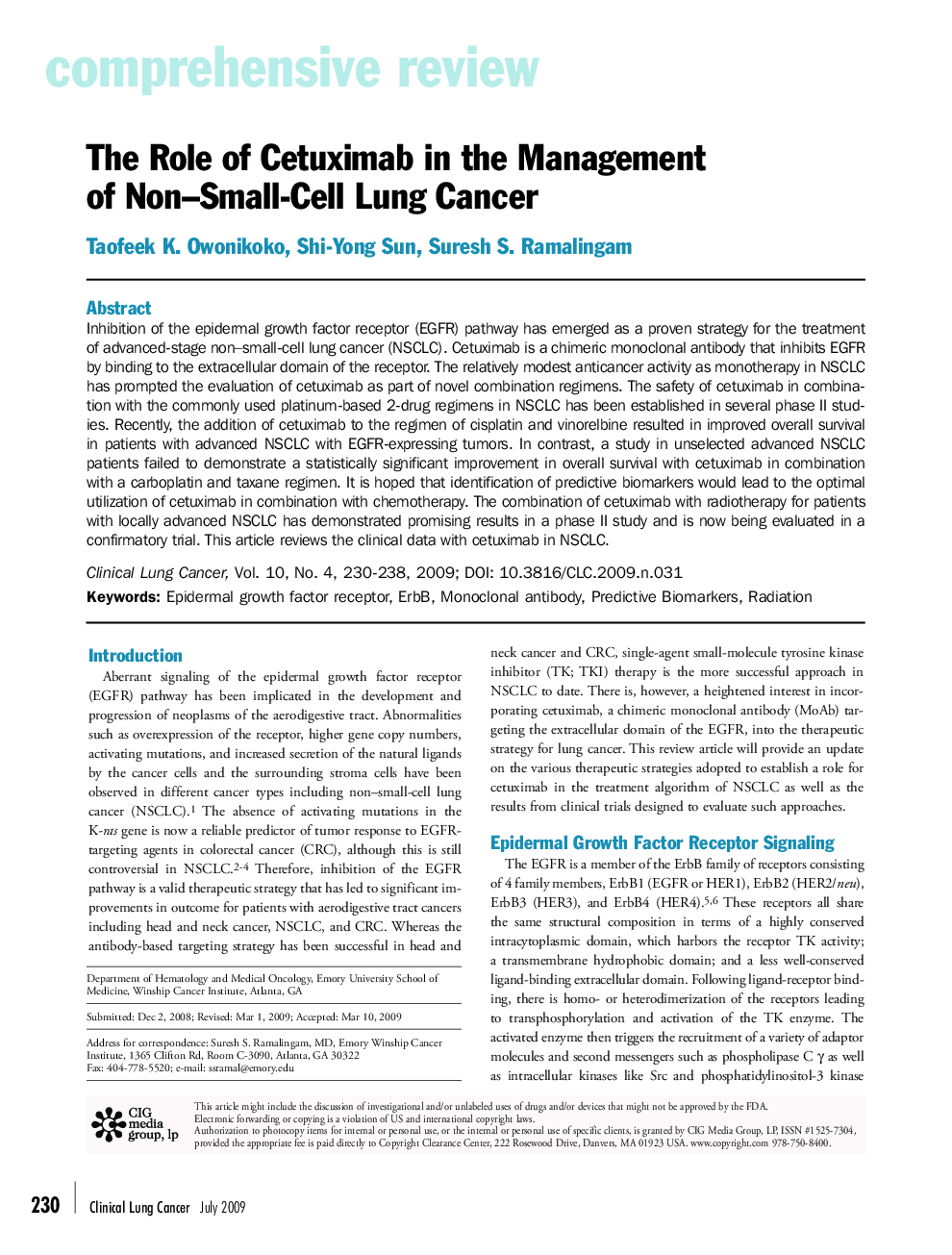 The Role of Cetuximab in the Management of Non–Small-Cell Lung Cancer 