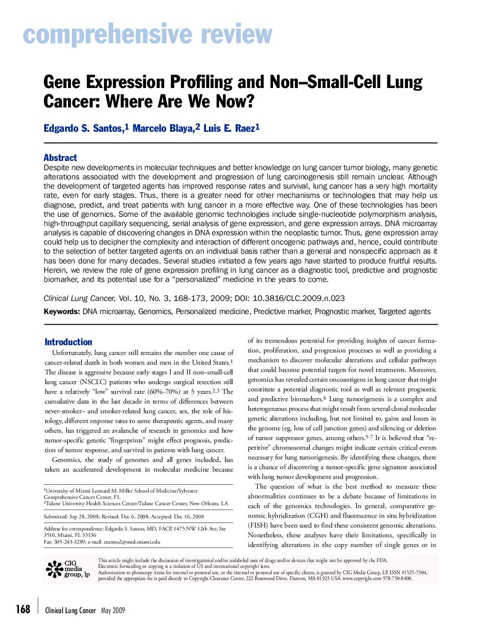 عکس صفحه اول مقاله: Gene Expression Profiling and Non–Small-Cell Lung Cancer: Where Are We Now? Gene Expression Profiling and Non–Small-Cell Lung Cancer: Where Are We Now?