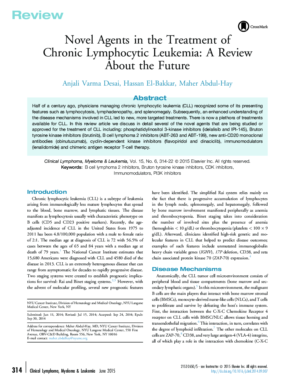 Novel Agents in the Treatment of Chronic Lymphocytic Leukemia: A Review About the Future