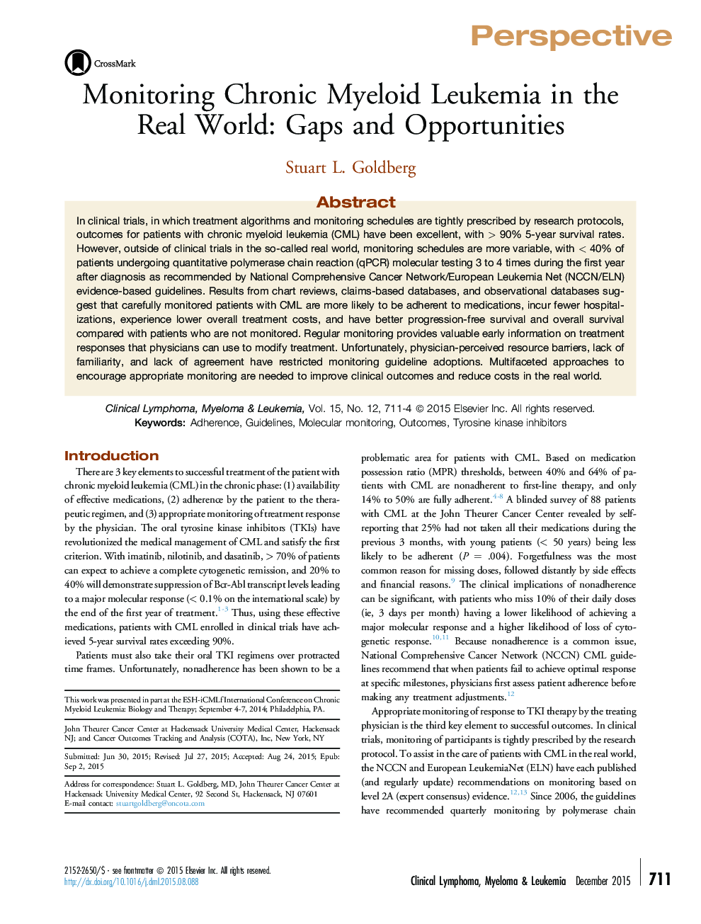 Monitoring Chronic Myeloid Leukemia in the Real World: Gaps and Opportunities 