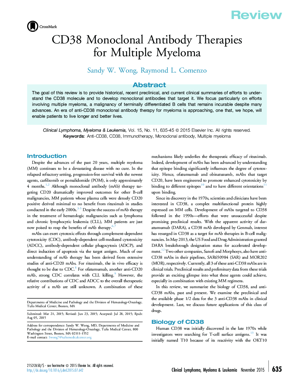 CD38 Monoclonal Antibody Therapies for Multiple Myeloma