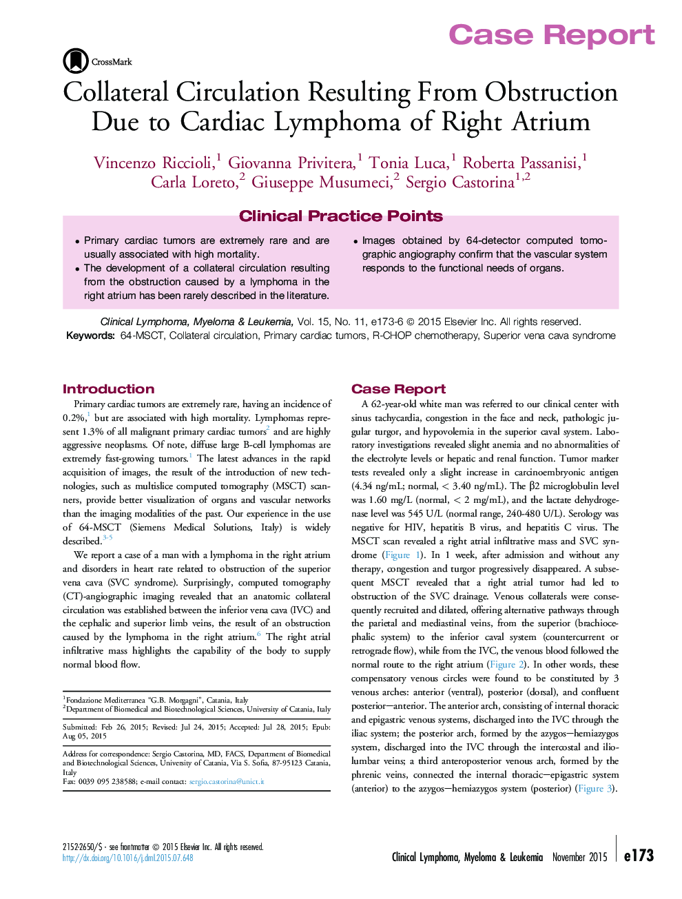 Collateral Circulation Resulting From Obstruction Due to Cardiac Lymphoma of Right Atrium