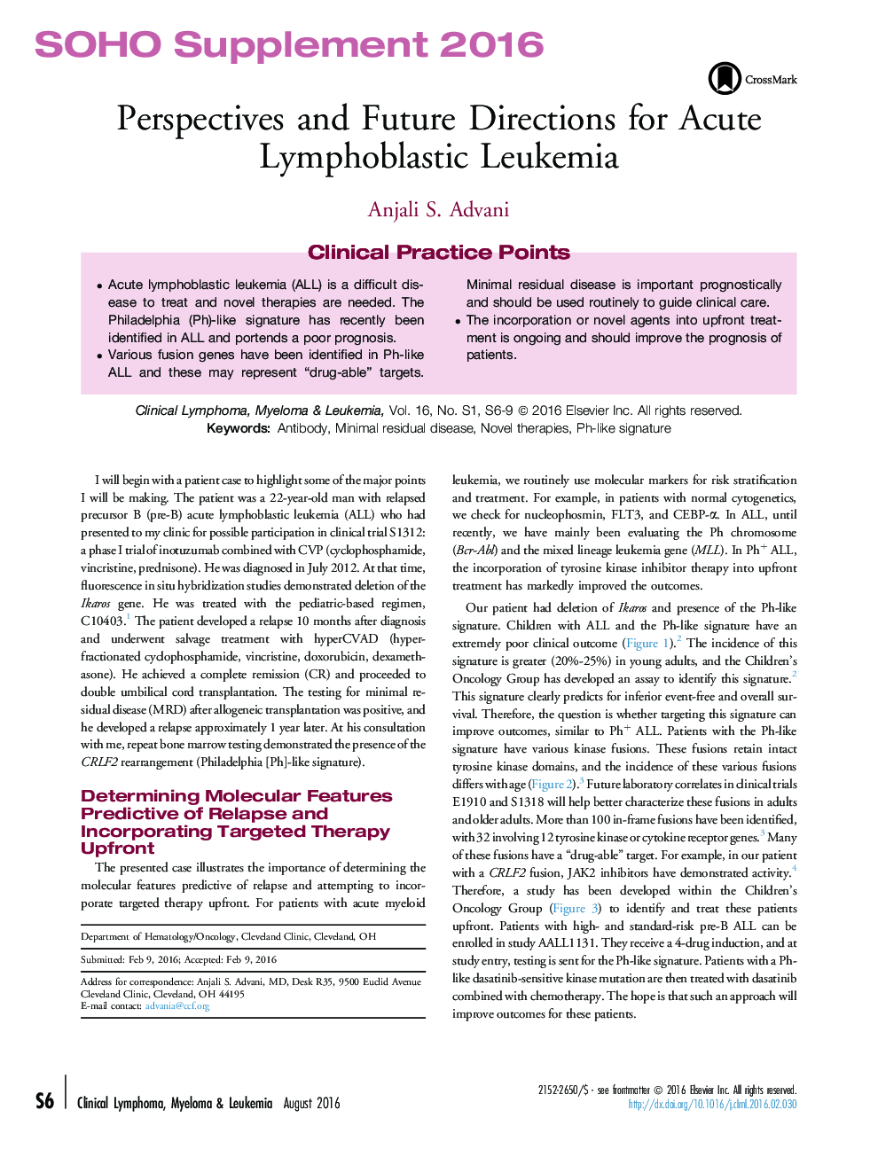 Perspectives and Future Directions for Acute Lymphoblastic Leukemia