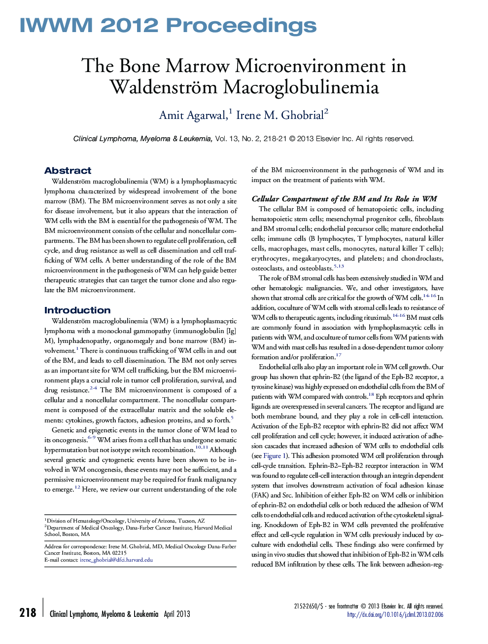 The Bone Marrow Microenvironment in Waldenström Macroglobulinemia