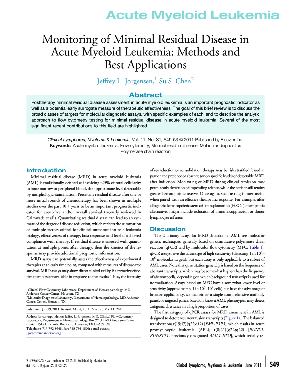 Monitoring of Minimal Residual Disease in Acute Myeloid Leukemia: Methods and Best Applications