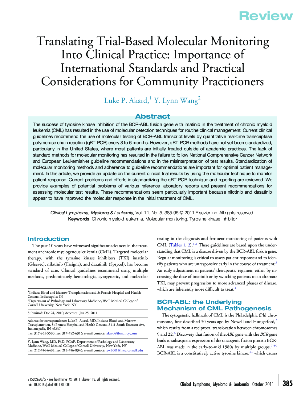 Translating Trial-Based Molecular Monitoring Into Clinical Practice: Importance of International Standards and Practical Considerations for Community Practitioners