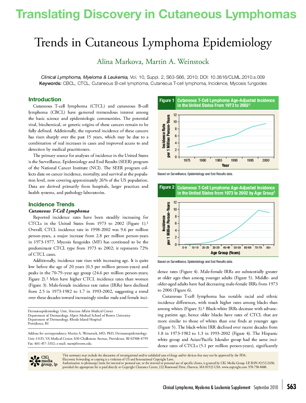 Trends in Cutaneous Lymphoma Epidemiology