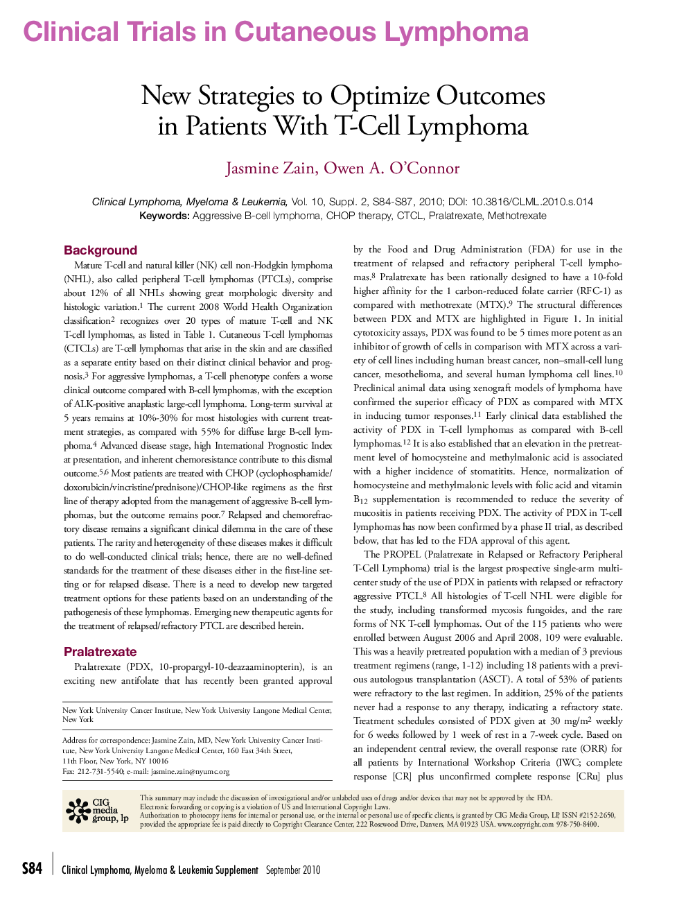 New Strategies to Optimize Outcomes in Patients With T-Cell Lymphoma