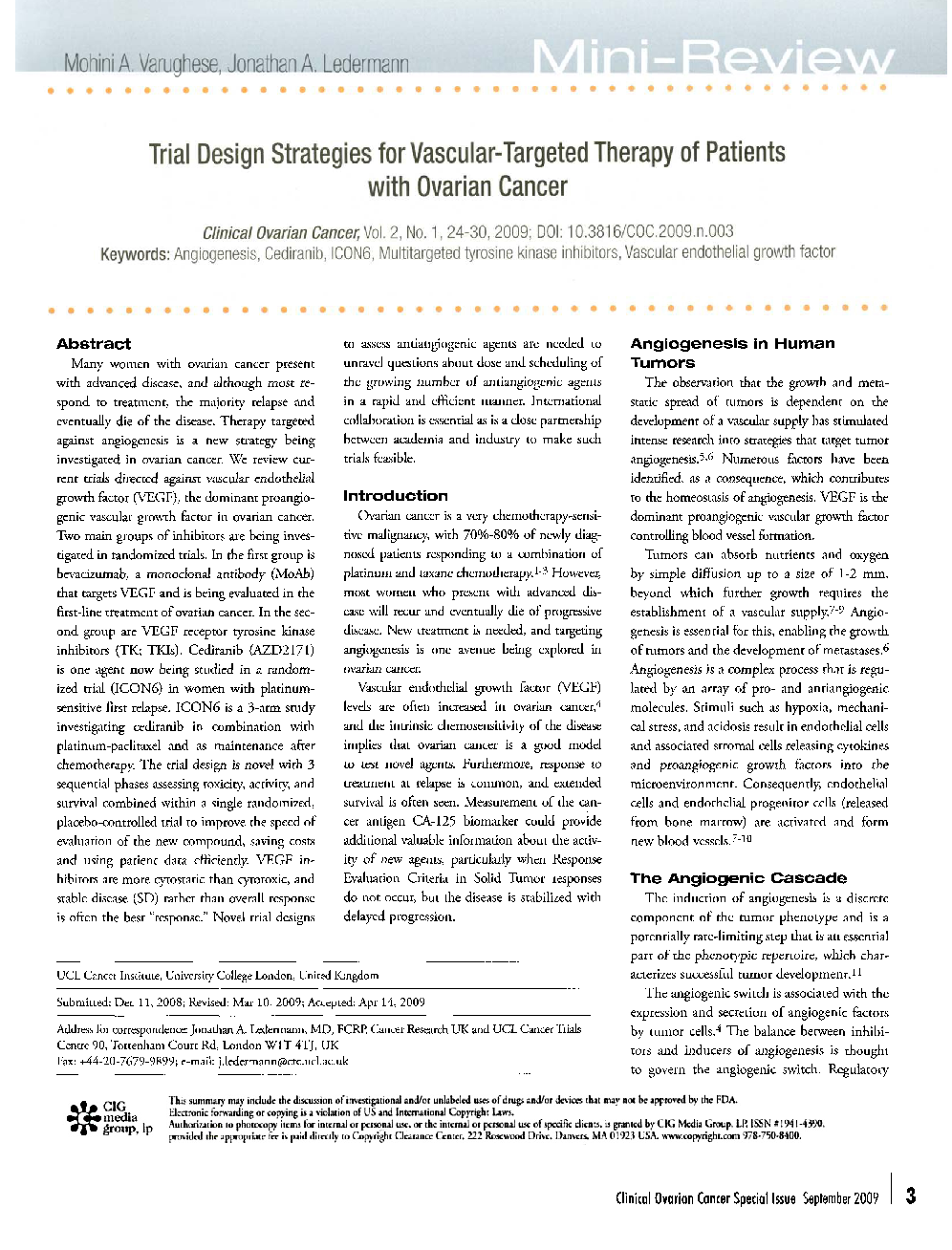 Trial Design Strategies for Vascular-Targeted Therapy of Patients with Ovarian Cancer