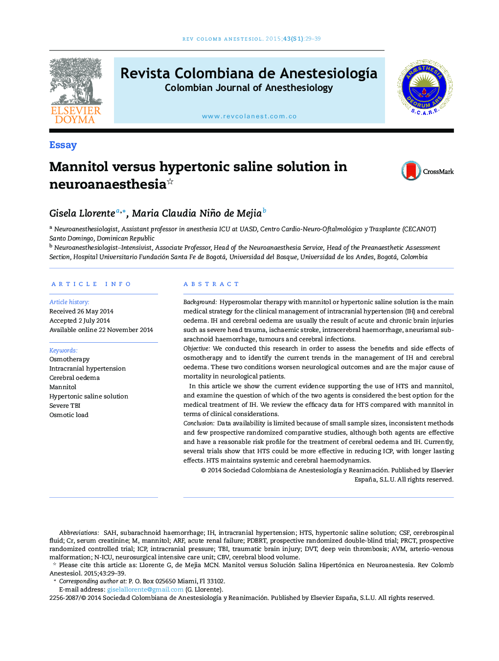 Mannitol versus hypertonic saline solution in neuroanaesthesia 