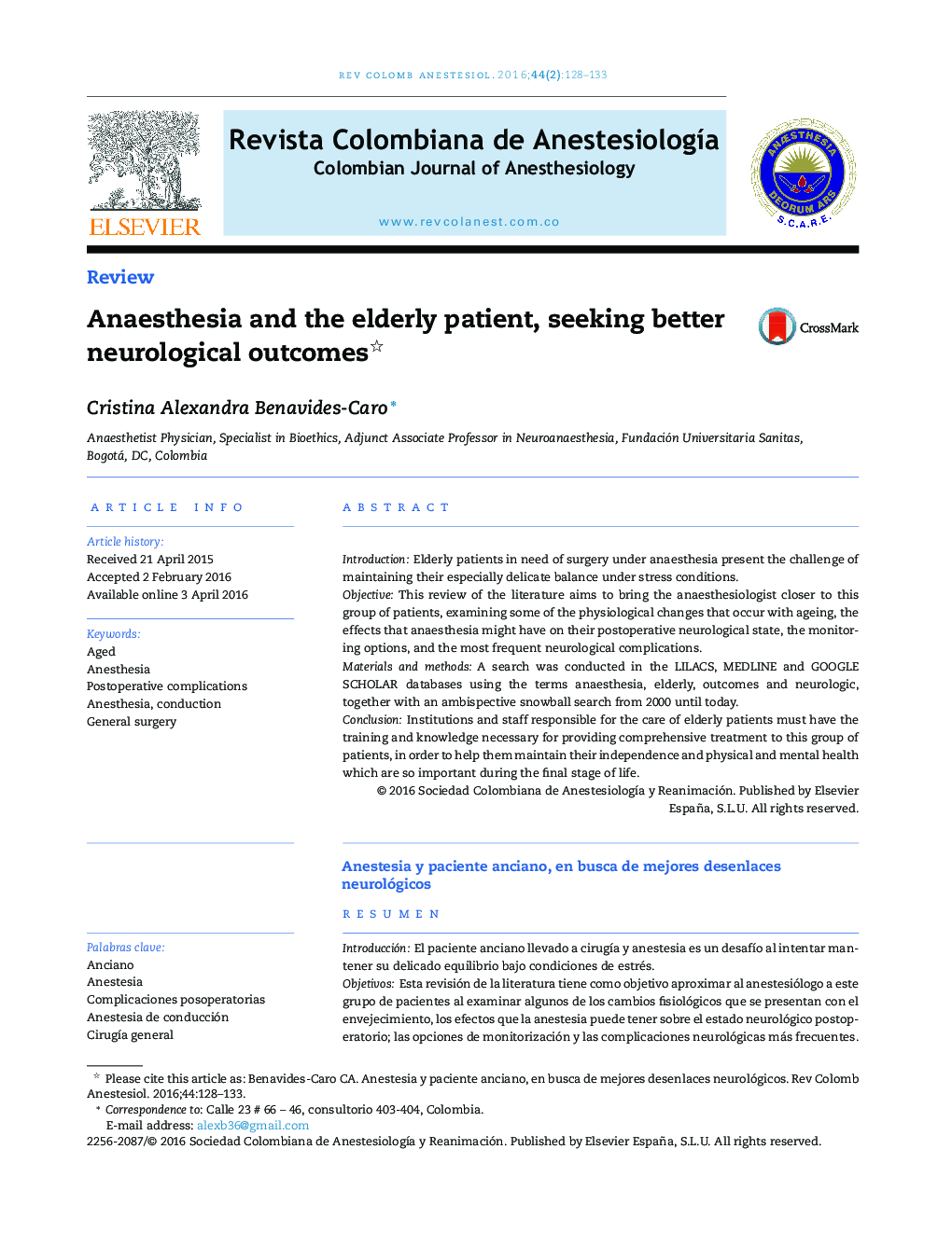 Anaesthesia and the elderly patient, seeking better neurological outcomes 