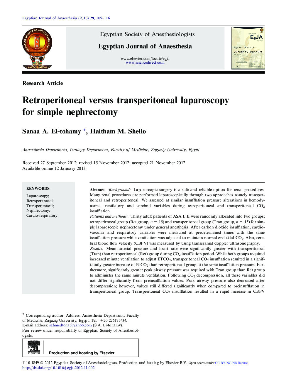 Retroperitoneal versus transperitoneal laparoscopy for simple nephrectomy 
