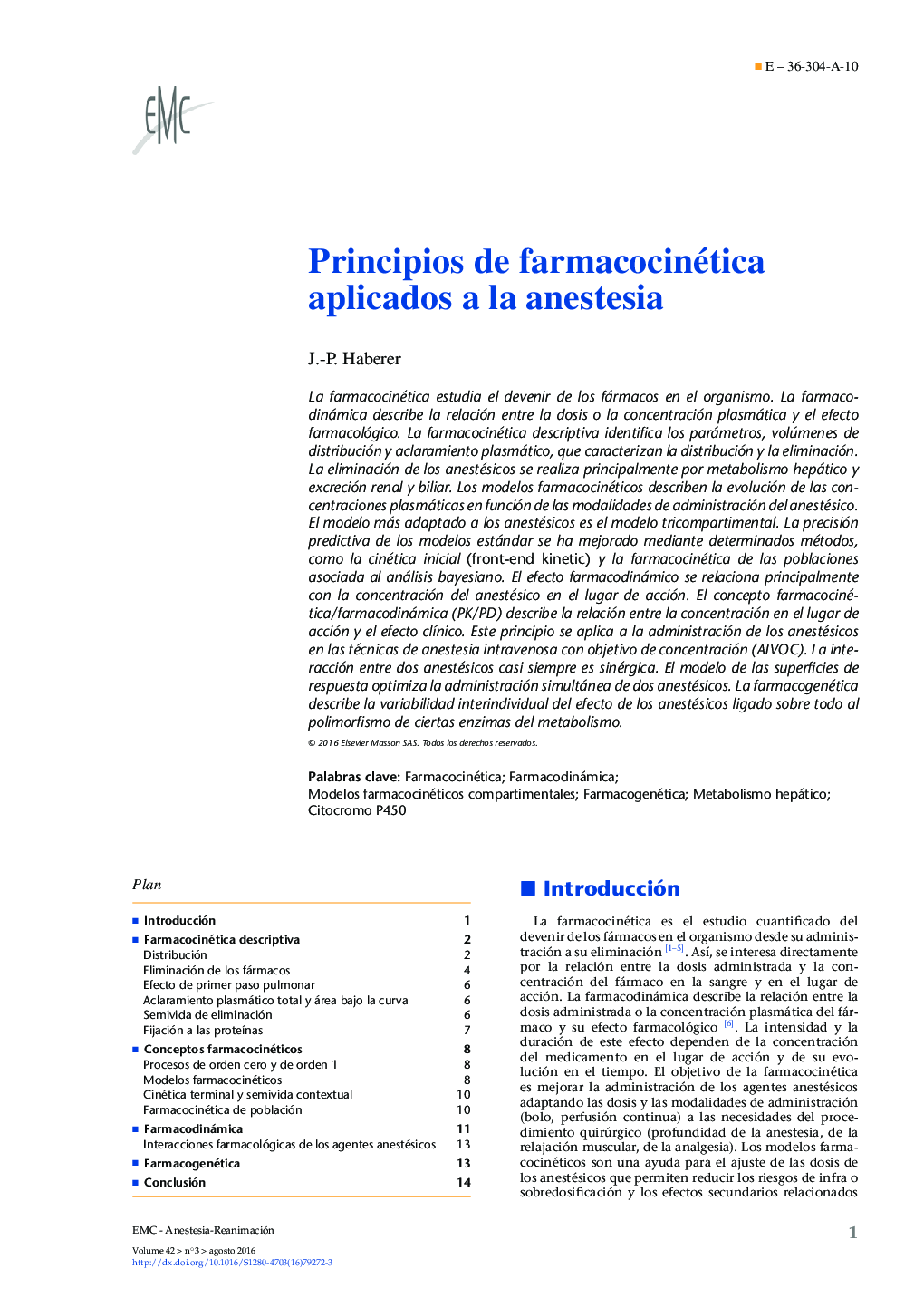 Principios de farmacocinética aplicados a la anestesia