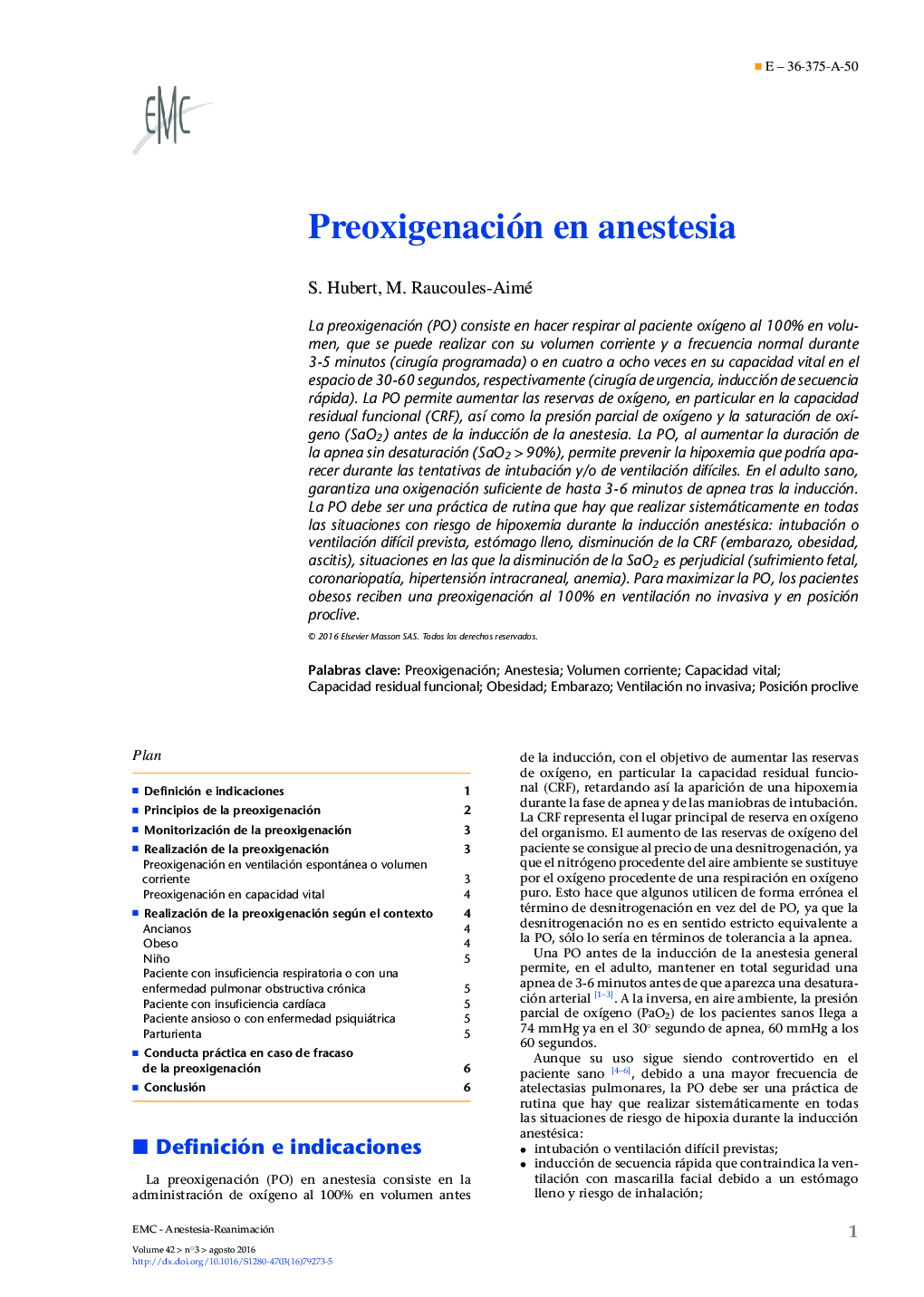 Preoxigenación en anestesia