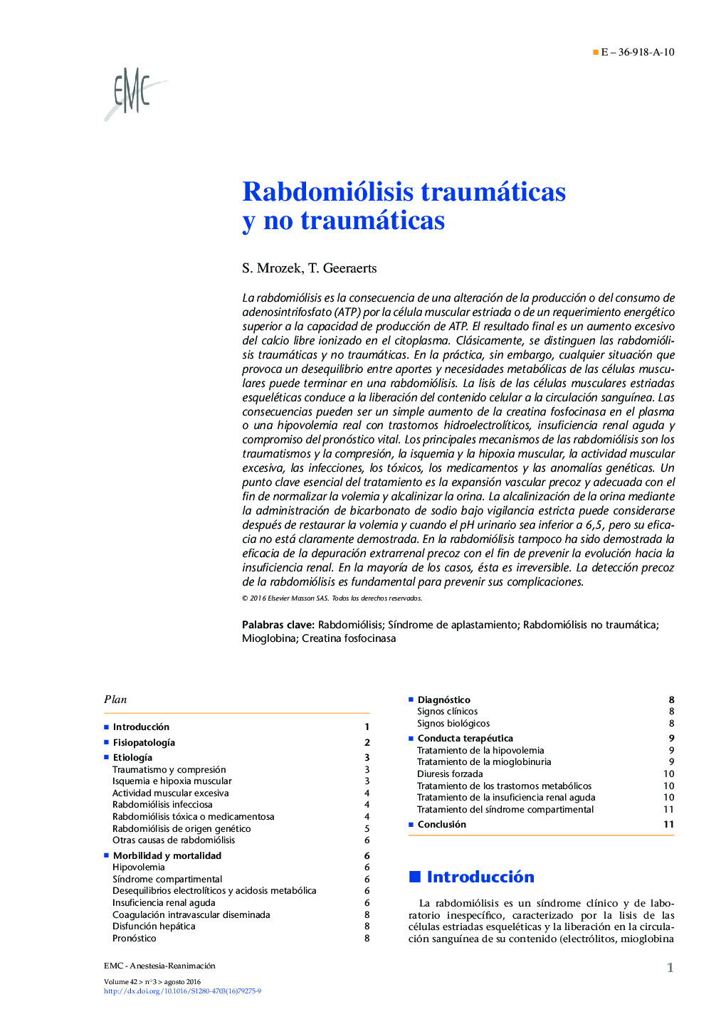 Rabdomiólisis traumáticas y no traumáticas