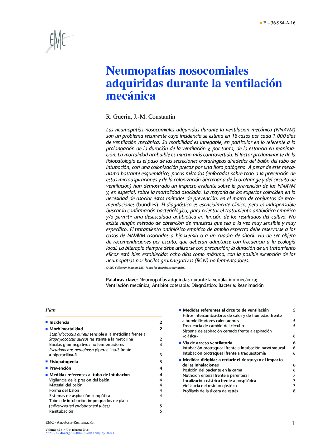 Neumopatías nosocomiales adquiridas durante la ventilación mecánica