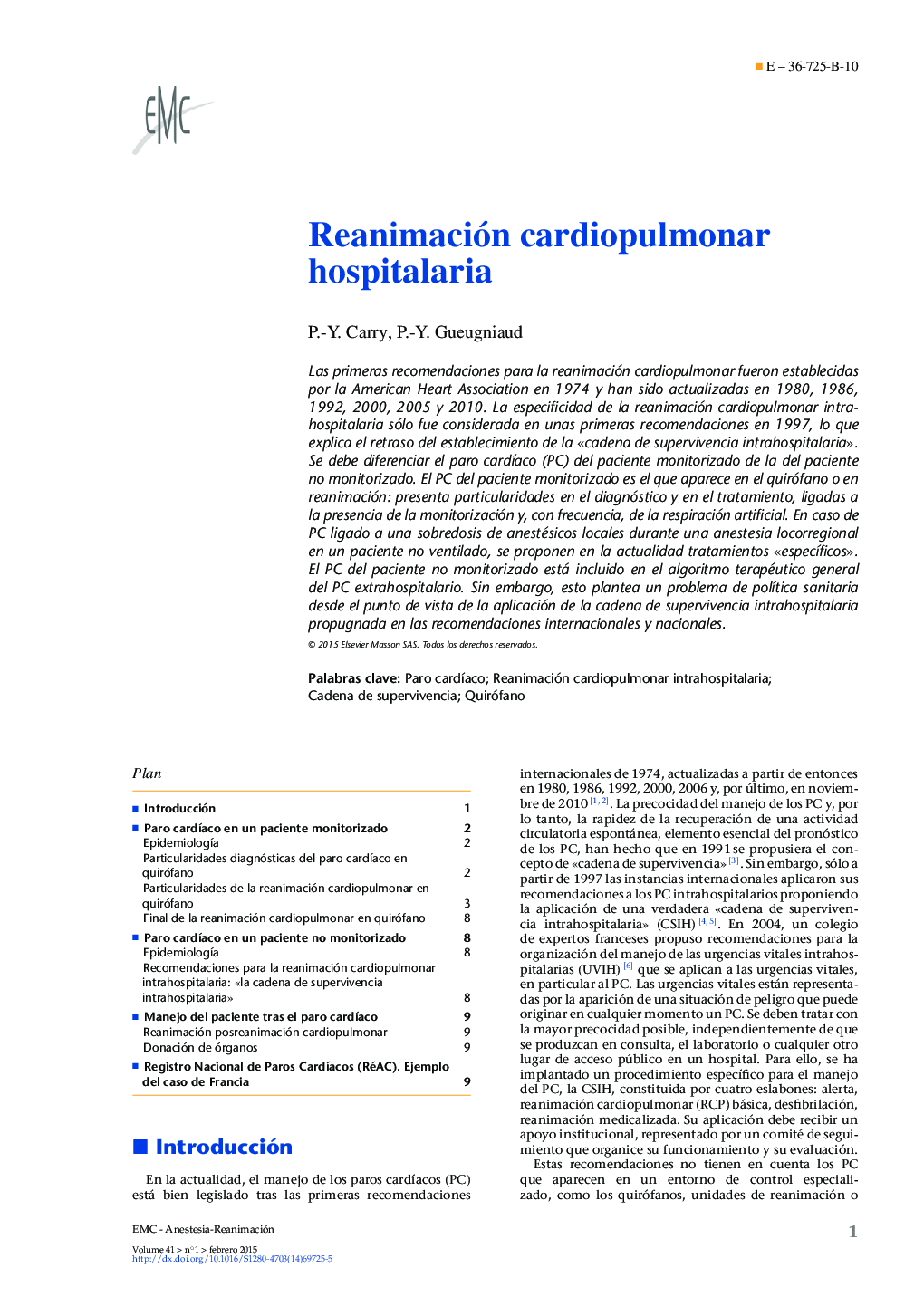 Reanimación cardiopulmonar hospitalaria