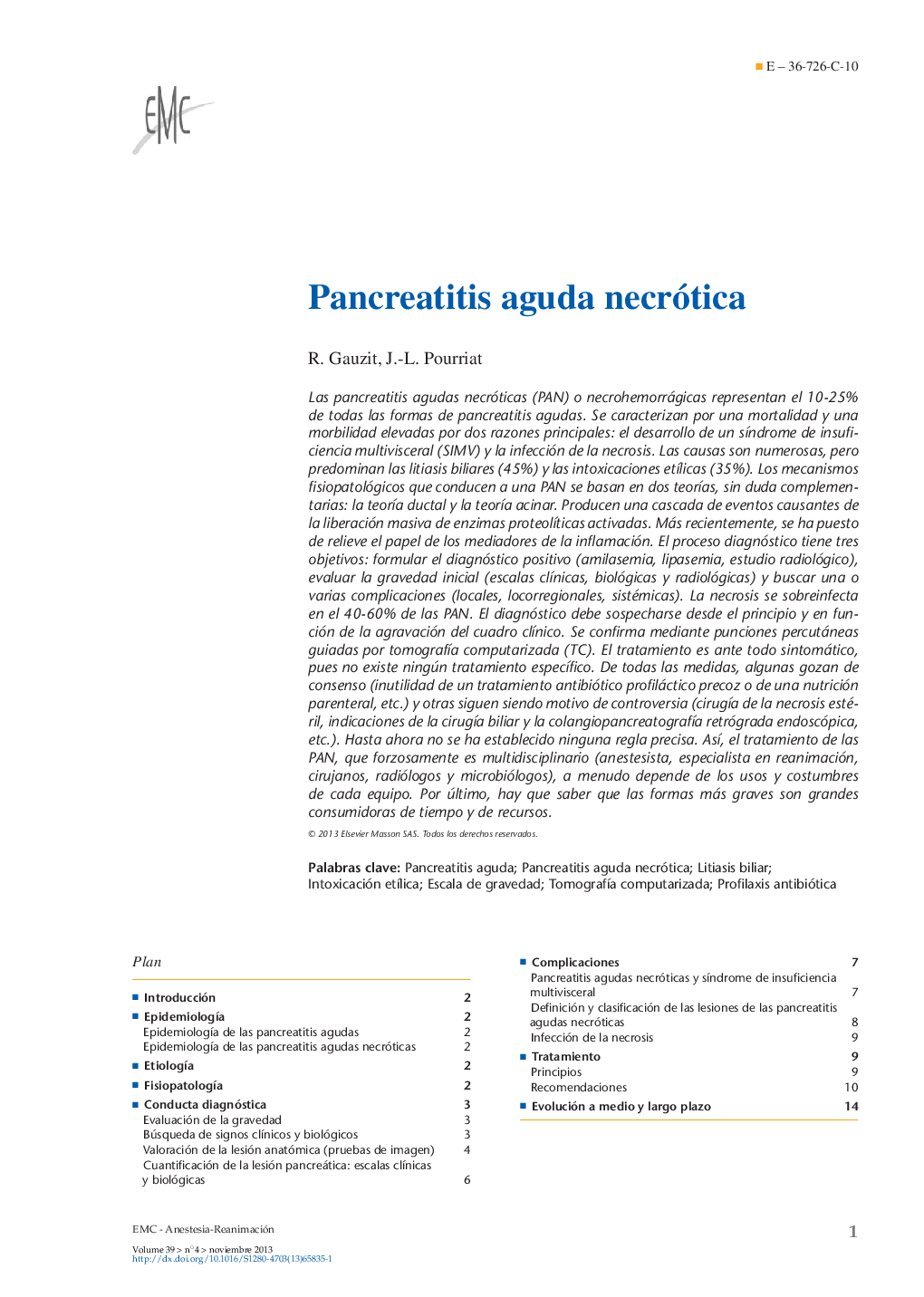 Pancreatitis aguda necrótica