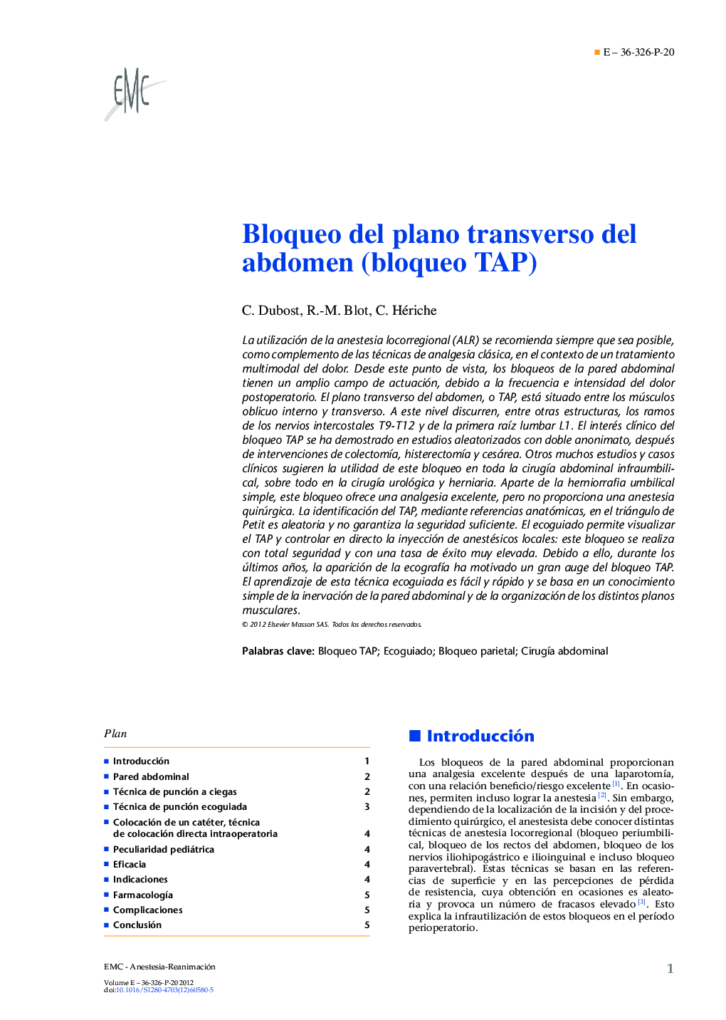 Bloqueo del plano transverso del abdomen (bloqueo TAP)