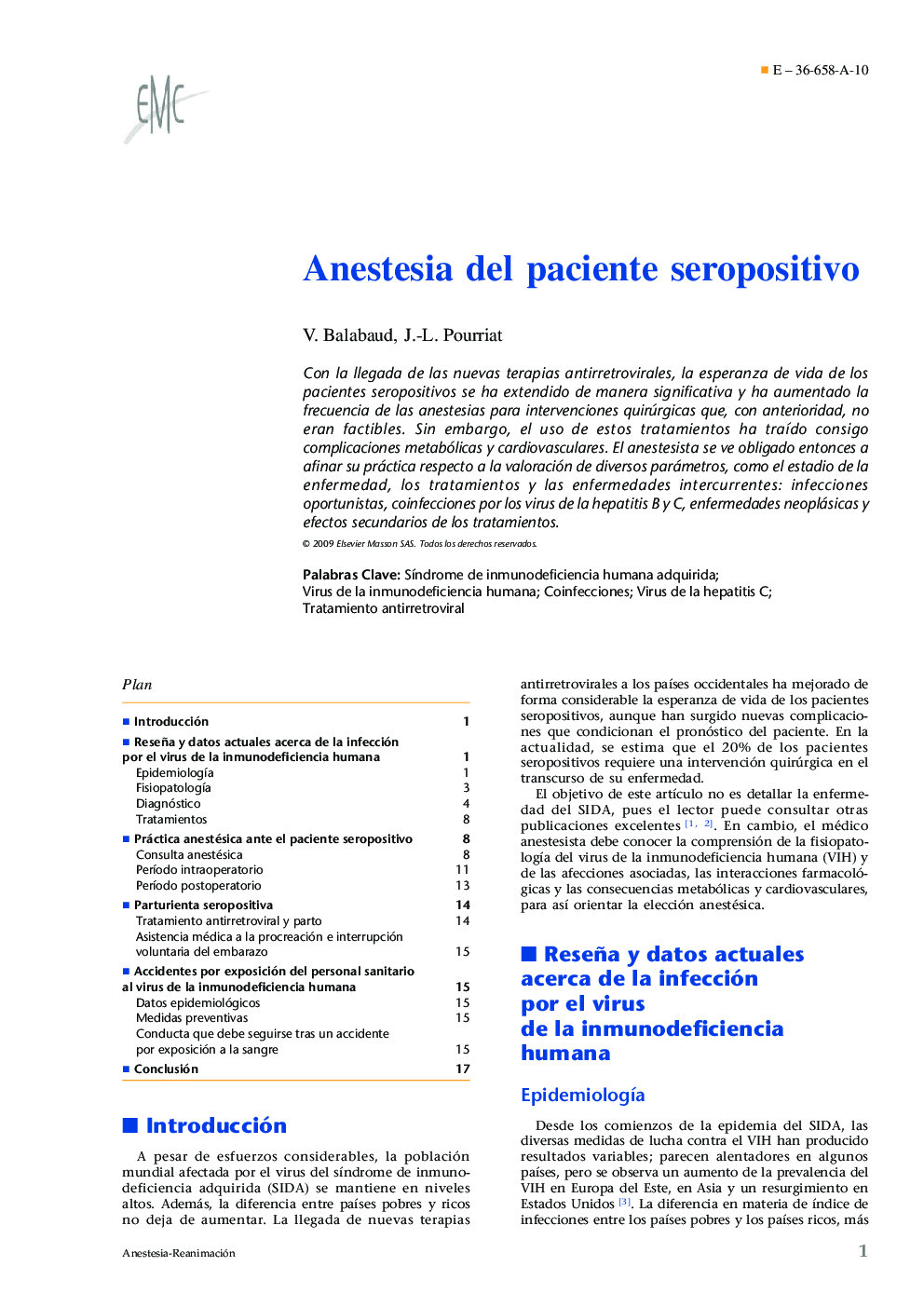 Anestesia del paciente seropositivo