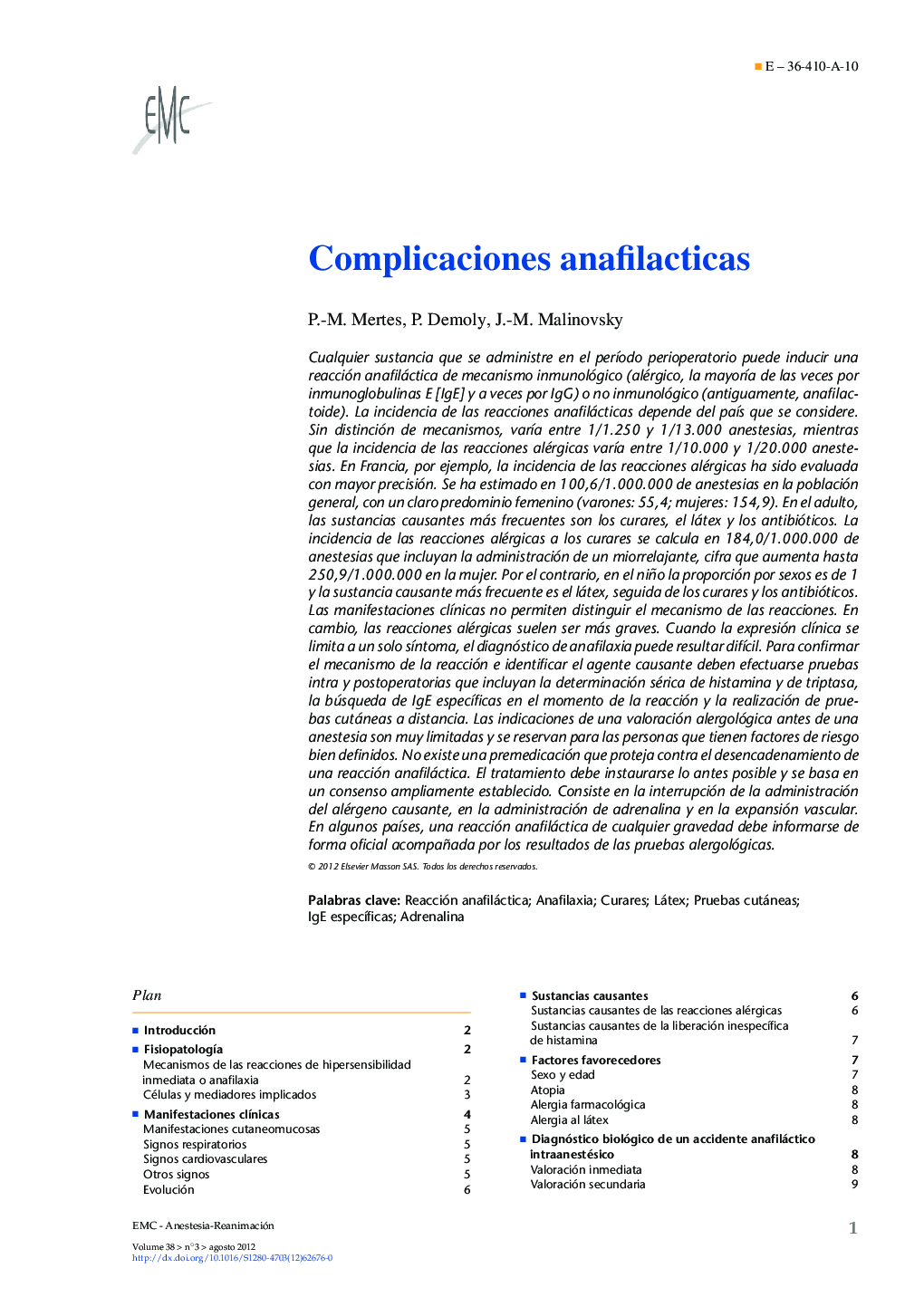 Complicaciones anafilacticas
