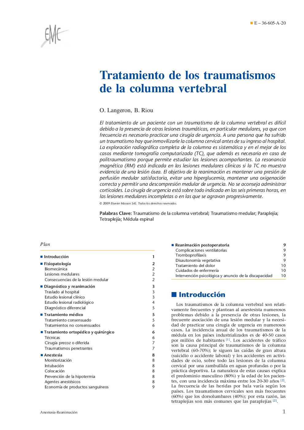 Tratamiento de los traumatismos de la columna vertebral